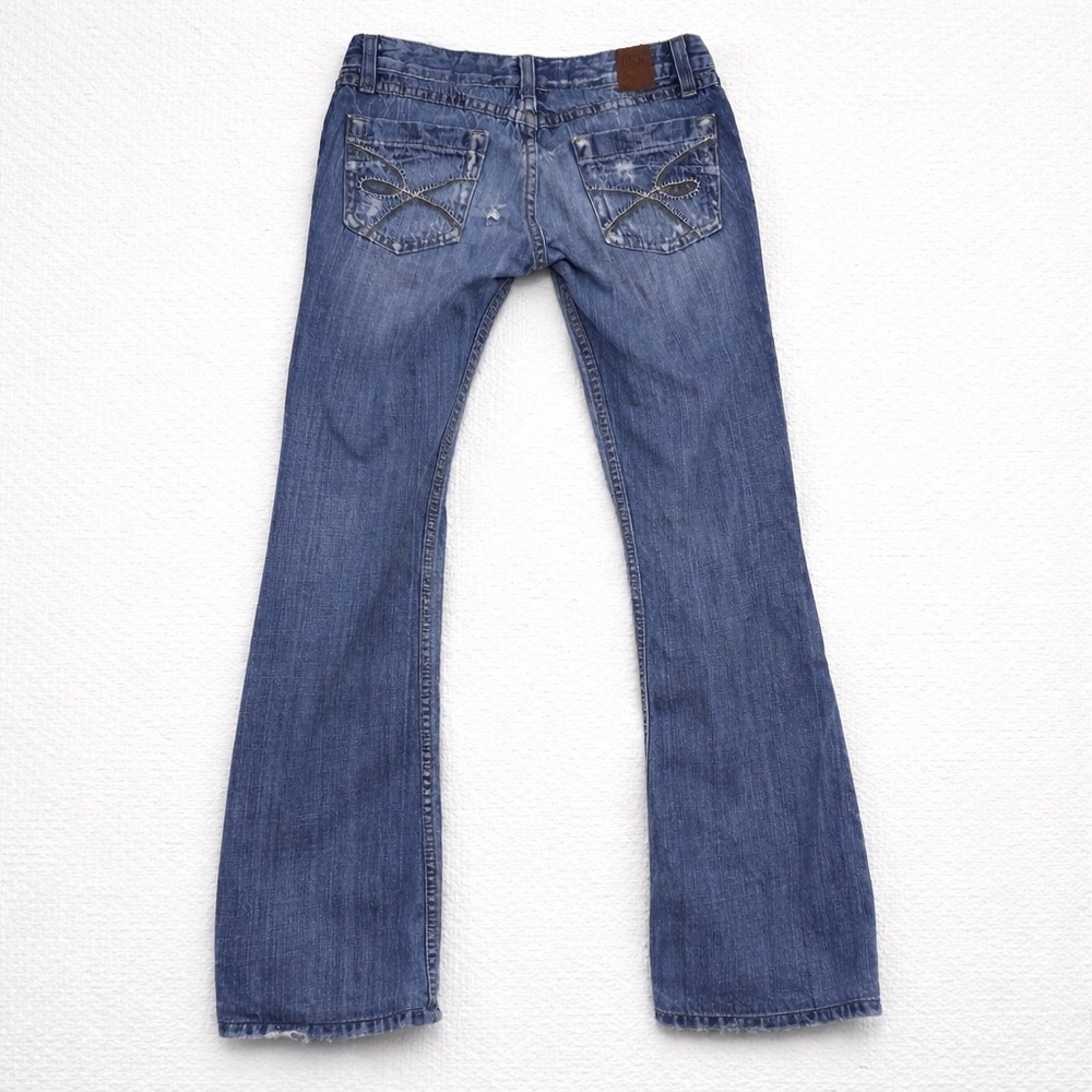BKE Starlite Low Rise Bootcut Distressed‎ Jeans Medium Wash Blue Mens 30x31.5 - Picture 2 of 11